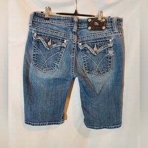 Miss Me Edgy Grunge Bermuda Denim Shorts Embellished Size 31